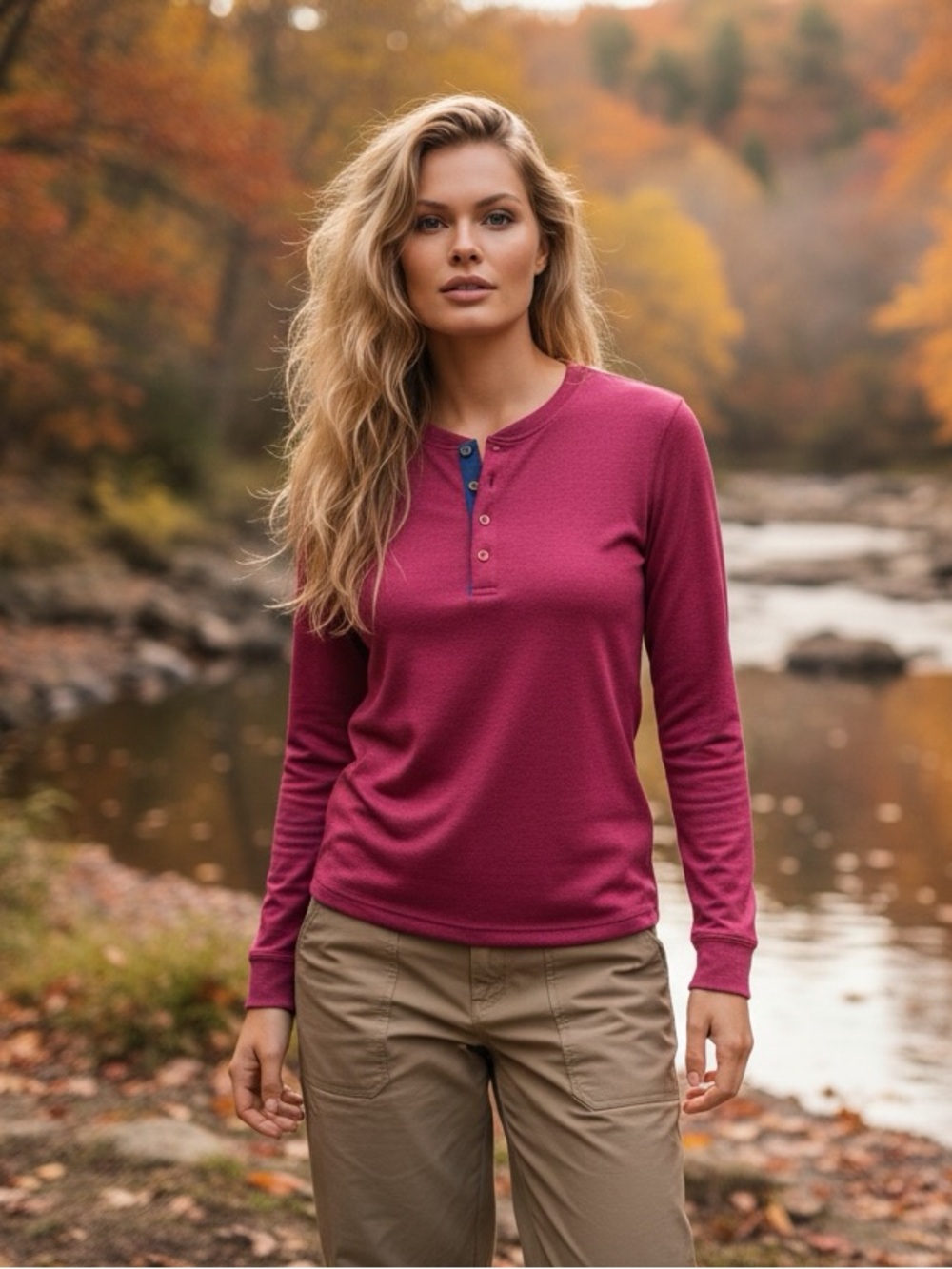 NWOT Patagonia Women’s Long-Sleeve Henley in Red